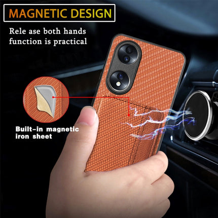 For Honor 70 Carbon Fiber Magnetic Card Bag Phone Case