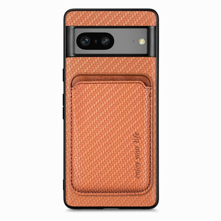 For Google Pixel 7 Carbon Fiber Leather Card Magsafe Phone Case