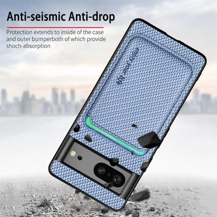 For Google Pixel 7 Carbon Fiber Leather Card Magsafe Phone Case