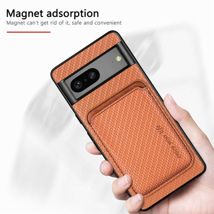 For Google Pixel 7 Carbon Fiber Leather Card Magsafe Phone Case