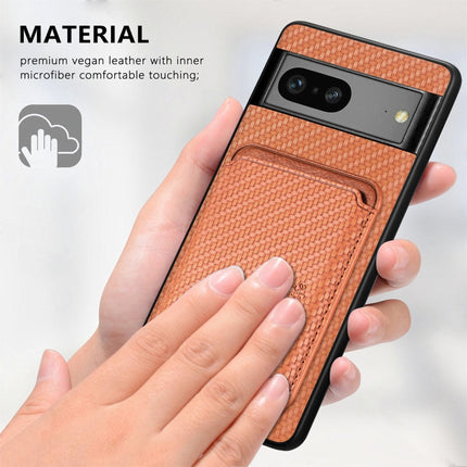 For Google Pixel 7 Carbon Fiber Leather Card Magsafe Phone Case