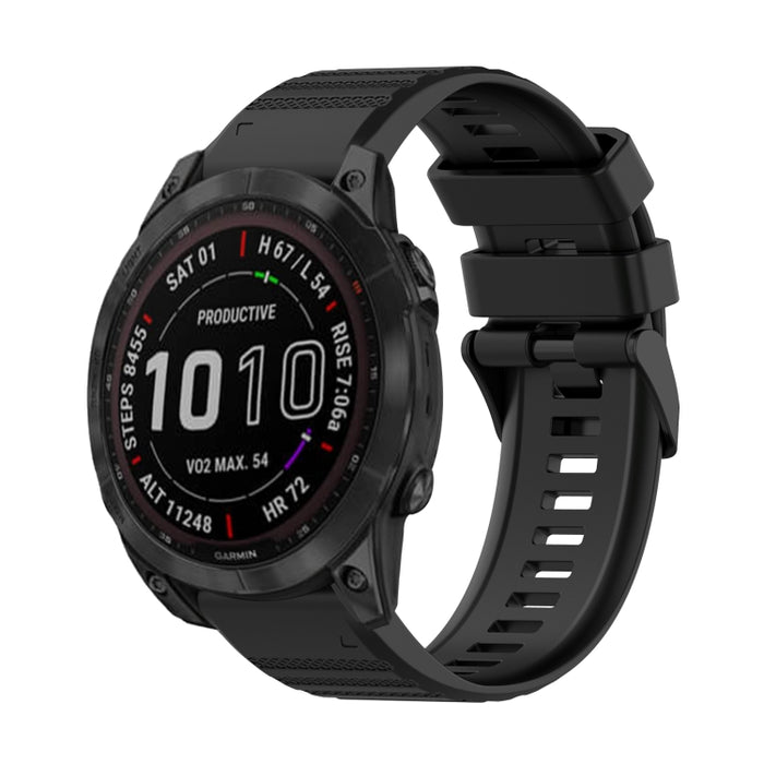 22mm Horizontal Texture Silicone Watch Band with Removal Tool, For Garmin Fenix 7, For Garmin Fenix 7 Solar, For Garmin Fenix 7 Sapphire Solar
