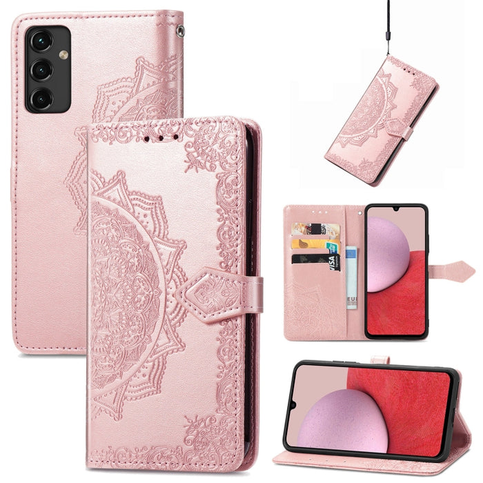 For Samsung Galaxy A14 5G Mandala Flower Embossed Leather Phone Case