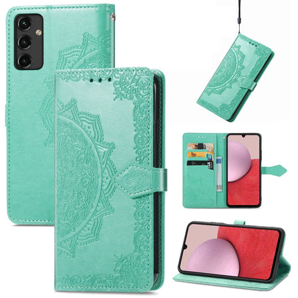 For Samsung Galaxy A14 5G Mandala Flower Embossed Leather Phone Case