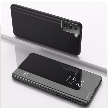 Plated Mirror Leather Phone Case with Holder, For Samsung Galaxy S23 5G, For Samsung Galaxy S23+ 5G, For Samsung Galaxy S23 Ultra 5G