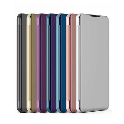 Plated Mirror Leather Phone Case with Holder, For Samsung Galaxy S23 5G, For Samsung Galaxy S23+ 5G, For Samsung Galaxy S23 Ultra 5G