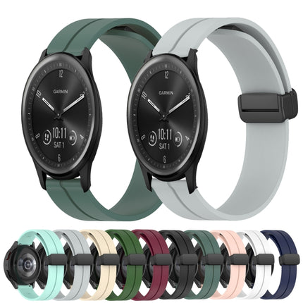20mm Solid Color Magnetic Clasp Silicone Watch Band, For Garmin Vivomove Sport, For Garmin Venu 2 Plus