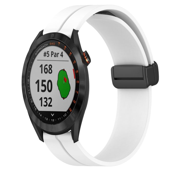 20mm Solid Color Magnetic Clasp Silicone Watch Band, For Garmin Approach S40, For Garmin Forerunner 158