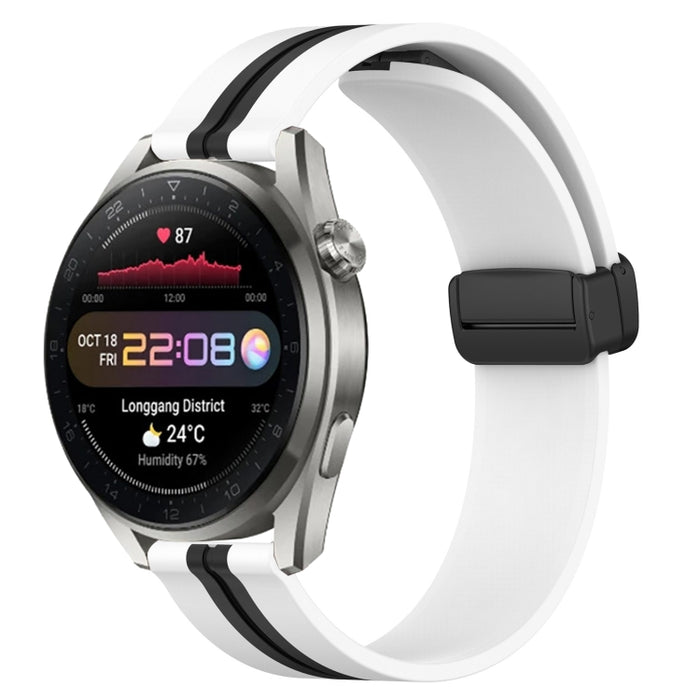 22mm Folding Magnetic Clasp Silicone Watch Band, For Huawei Watch 3 Pro New