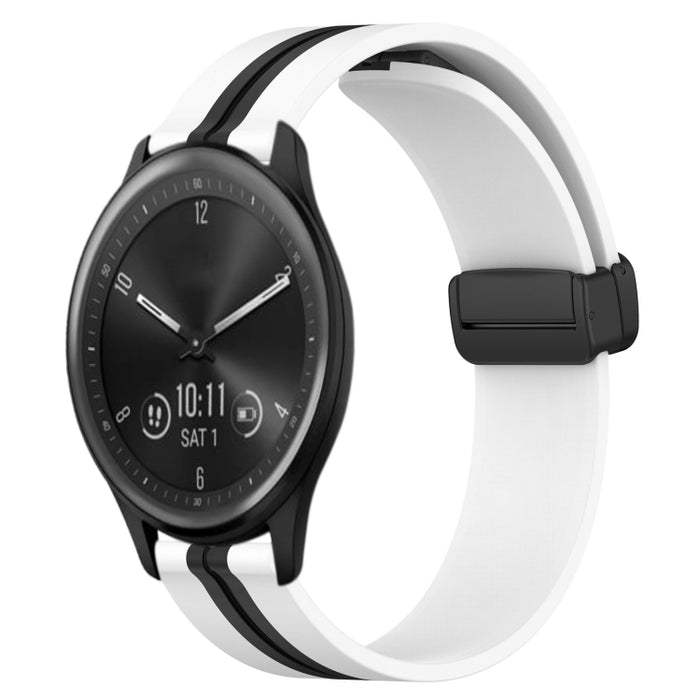 20mm Folding Magnetic Clasp Silicone Watch Band, For Garmin Vivomove Sport, For Garmin Venu 2 Plus