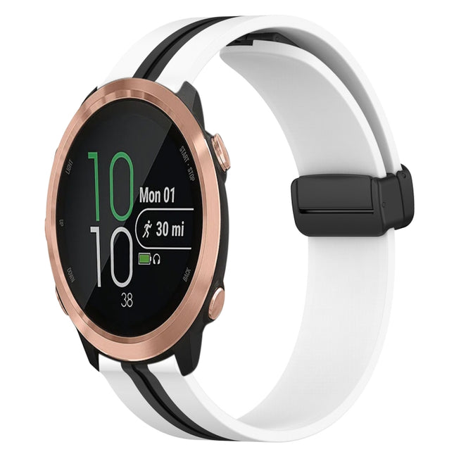 20mm Folding Magnetic Clasp Silicone Watch Band, For Garmin Garminmove Style, For Garmin Forerunner 645 Music