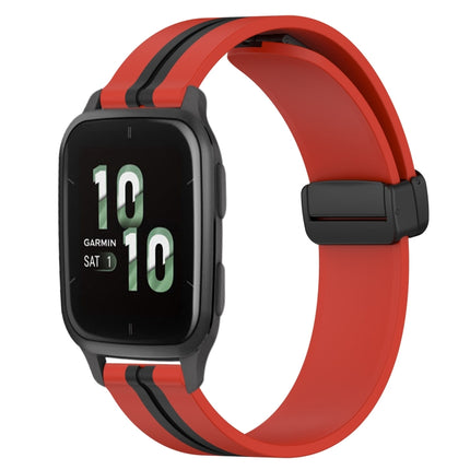 20mm Folding Magnetic Clasp Silicone Watch Band, For Garmin Forerunner Sq2, For Garmin Forerunner Sq2 Music
