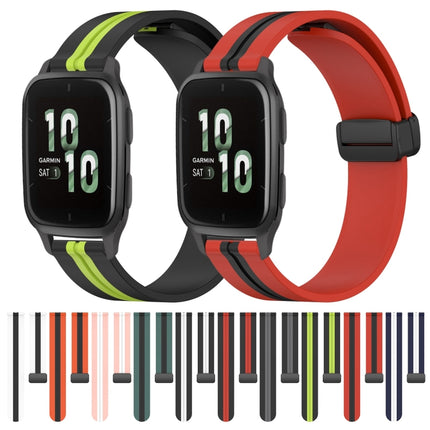 20mm Folding Magnetic Clasp Silicone Watch Band, For Garmin Forerunner Sq2, For Garmin Forerunner Sq2 Music