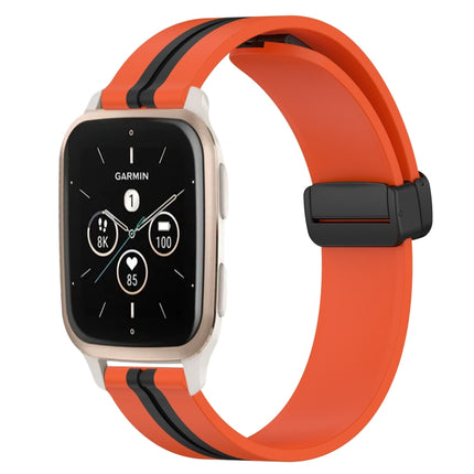 20mm Folding Magnetic Clasp Silicone Watch Band, For Garmin Forerunner Sq2, For Garmin Forerunner Sq2 Music