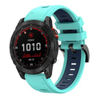 For Garmin Fenix 7 Solar / Mint Green + Blue
