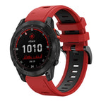 For Garmin Fenix 7 Solar / Red+Black