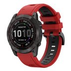For Garmin Fenix 7X Solar / Red+Black