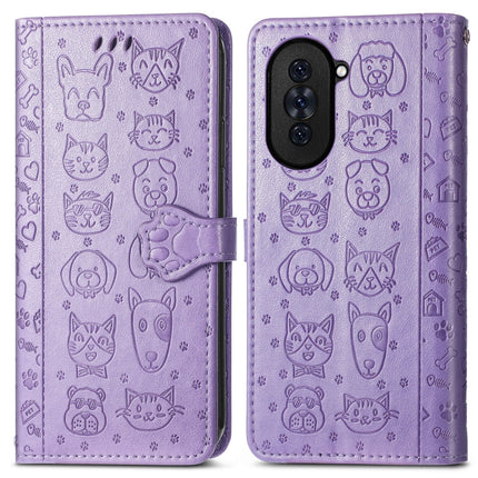 Cat and Dog Embossed Leather Phone Case, For Huawei Nova 10, For Nokia G400, For Sony Xperia 5 IV