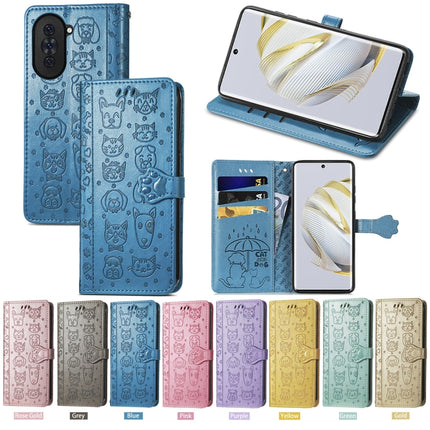 Cat and Dog Embossed Leather Phone Case, For Huawei Nova 10, For Nokia G400, For Sony Xperia 5 IV