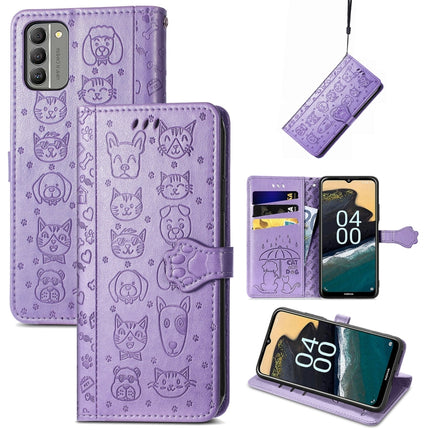 Cat and Dog Embossed Leather Phone Case, For Huawei Nova 10, For Nokia G400, For Sony Xperia 5 IV