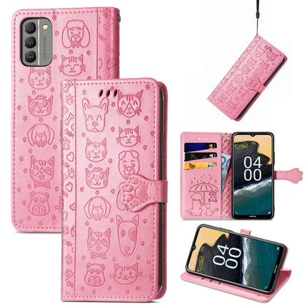 Cat and Dog Embossed Leather Phone Case, For Huawei Nova 10, For Nokia G400, For Sony Xperia 5 IV