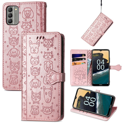 Cat and Dog Embossed Leather Phone Case, For Huawei Nova 10, For Nokia G400, For Sony Xperia 5 IV