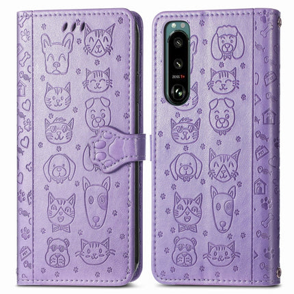 Cat and Dog Embossed Leather Phone Case, For Huawei Nova 10, For Nokia G400, For Sony Xperia 5 IV