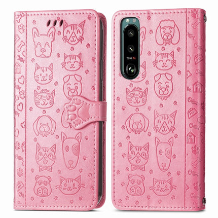 Cat and Dog Embossed Leather Phone Case, For Huawei Nova 10, For Sony Xperia 5 IV, For Xiaomi Redmi Note 11T