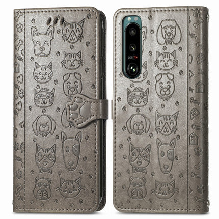 Cat and Dog Embossed Leather Phone Case, For Huawei Nova 10, For Sony Xperia 5 IV, For Xiaomi Redmi Note 11T