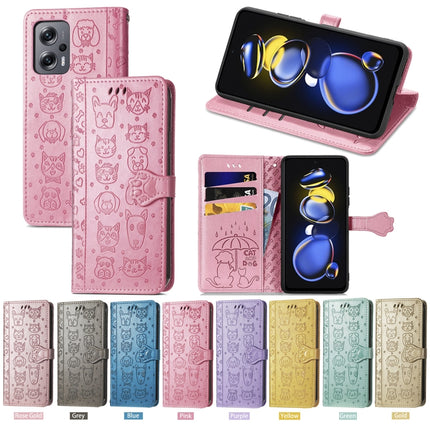 Cat and Dog Embossed Leather Phone Case, For Xiaomi Redmi Note 11T, For Xiaomi 12T / Redmi K50 Ultra
