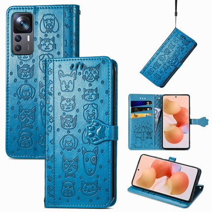 Cat and Dog Embossed Leather Phone Case, For Xiaomi Redmi Note 11T, For Xiaomi 12T / Redmi K50 Ultra