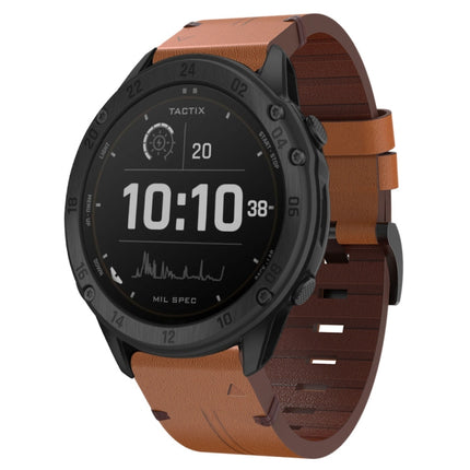 26mm Leather Steel Buckle Watch Band, For Garmin Tactix Delta, For Garmin Descent MK 2i, For Garmin Tactix 7 Pro, For Garmin Fenix 3, For Garmin Fenix 5X Plus, For Garmin Enduro 2, For Garmin Fenix 6X Pro, For Garmin Fenix 7X