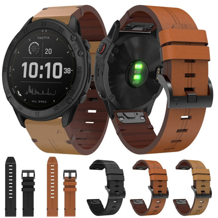 26mm Leather Steel Buckle Watch Band, For Garmin Tactix Delta, For Garmin Descent MK 2i, For Garmin Tactix 7 Pro, For Garmin Fenix 3, For Garmin Fenix 5X Plus, For Garmin Enduro 2, For Garmin Fenix 6X Pro, For Garmin Fenix 7X