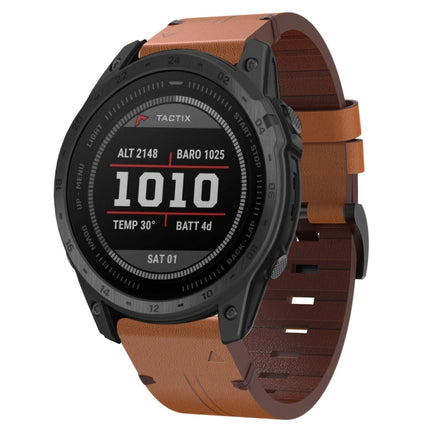 26mm Leather Steel Buckle Watch Band, For Garmin Fenix 3 HR, For Garmin Enduro, For Garmin Fenix 6X Sapphire, For Garmin Fenix 7X Solar, For Garmin Descent MK 2, For Garmin Tactix 7, For Garmin Fenix 6X, For Garmin Fenix 5X Sapphire