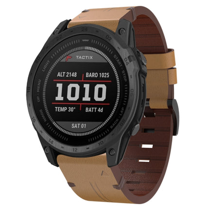 26mm Leather Steel Buckle Watch Band, For Garmin Fenix 3 HR, For Garmin Enduro, For Garmin Fenix 6X Sapphire, For Garmin Fenix 7X Solar, For Garmin Descent MK 2, For Garmin Tactix 7, For Garmin Fenix 6X, For Garmin Fenix 5X Sapphire