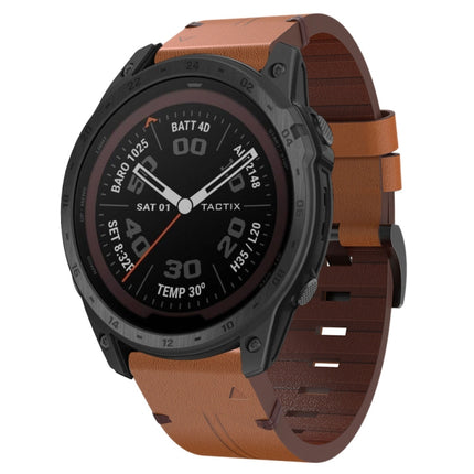 26mm Leather Steel Buckle Watch Band, For Garmin Tactix Delta, For Garmin Descent MK 2i, For Garmin Tactix 7 Pro, For Garmin Fenix 3, For Garmin Fenix 5X Plus, For Garmin Enduro 2, For Garmin Fenix 6X Pro, For Garmin Fenix 7X