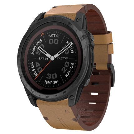 26mm Leather Steel Buckle Watch Band, For Garmin Tactix Delta, For Garmin Descent MK 2i, For Garmin Tactix 7 Pro, For Garmin Fenix 3, For Garmin Fenix 5X Plus, For Garmin Enduro 2, For Garmin Fenix 6X Pro, For Garmin Fenix 7X