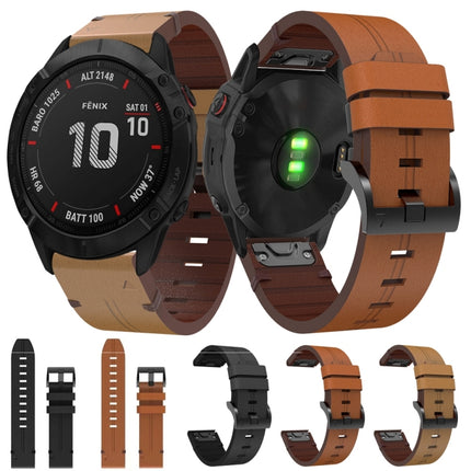 26mm Leather Steel Buckle Watch Band, For Garmin Fenix 6X, For Garmin Fenix 5X Sapphire, For Garmin Tactix Delta, For Garmin Descent MK 2i, For Garmin Tactix 7 Pro, For Garmin Fenix 3, For Garmin Fenix 5X Plus, For Garmin Enduro 2