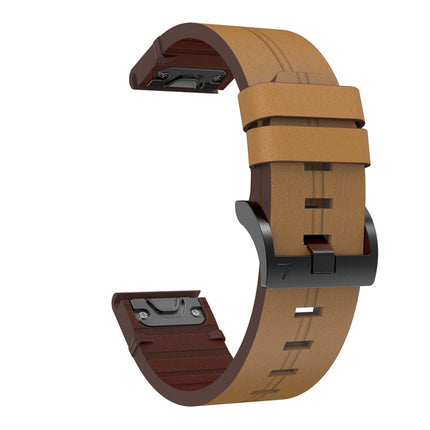 26mm Leather Steel Buckle Watch Band, For Garmin Fenix 3 HR, For Garmin Enduro, For Garmin Fenix 6X Sapphire, For Garmin Fenix 7X Solar, For Garmin Descent MK 2, For Garmin Tactix 7, For Garmin Fenix 6X, For Garmin Fenix 5X Sapphire