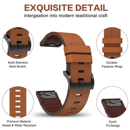 26mm Leather Steel Buckle Watch Band, For Garmin Fenix 3 HR, For Garmin Enduro, For Garmin Fenix 6X Sapphire, For Garmin Fenix 7X Solar, For Garmin Descent MK 2, For Garmin Tactix 7, For Garmin Fenix 6X, For Garmin Fenix 5X Sapphire