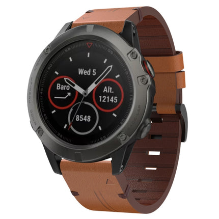 26mm Leather Steel Buckle Watch Band, For Garmin Fenix 6X, For Garmin Fenix 5X Sapphire, For Garmin Tactix Delta, For Garmin Descent MK 2i, For Garmin Tactix 7 Pro, For Garmin Fenix 3, For Garmin Fenix 5X Plus, For Garmin Enduro 2
