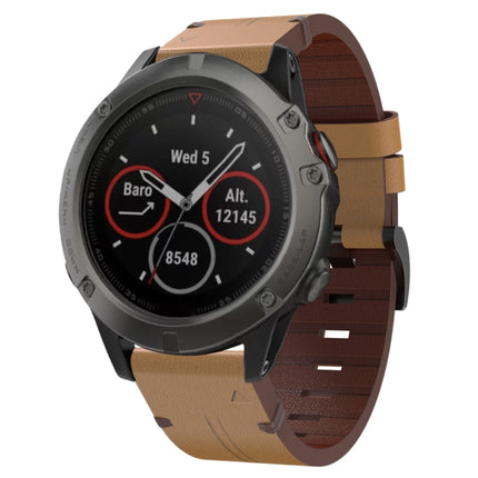 26mm Leather Steel Buckle Watch Band, For Garmin Fenix 6X, For Garmin Fenix 5X Sapphire, For Garmin Tactix Delta, For Garmin Descent MK 2i, For Garmin Tactix 7 Pro, For Garmin Fenix 3, For Garmin Fenix 5X Plus, For Garmin Enduro 2
