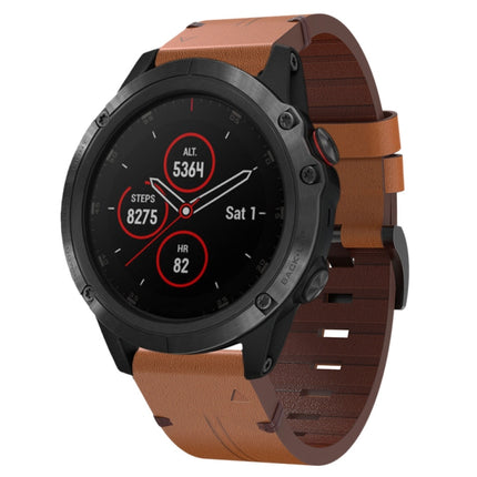 26mm Leather Steel Buckle Watch Band, For Garmin Tactix Delta, For Garmin Descent MK 2i, For Garmin Tactix 7 Pro, For Garmin Fenix 3, For Garmin Fenix 5X Plus, For Garmin Enduro 2, For Garmin Fenix 6X Pro, For Garmin Fenix 7X