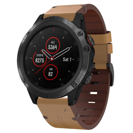 26mm Leather Steel Buckle Watch Band, For Garmin Fenix 6X, For Garmin Fenix 5X Sapphire, For Garmin Tactix Delta, For Garmin Descent MK 2i, For Garmin Tactix 7 Pro, For Garmin Fenix 3, For Garmin Fenix 5X Plus, For Garmin Enduro 2