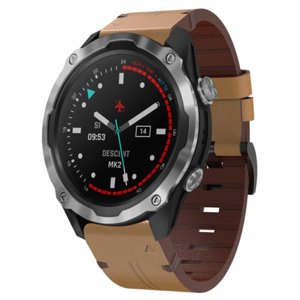 26mm Leather Steel Buckle Watch Band, For Garmin Fenix 3 HR, For Garmin Enduro, For Garmin Fenix 6X Sapphire, For Garmin Fenix 7X Solar, For Garmin Descent MK 2, For Garmin Tactix 7, For Garmin Fenix 6X, For Garmin Fenix 5X Sapphire