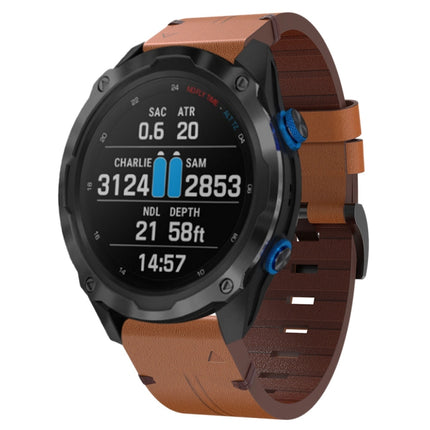 26mm Leather Steel Buckle Watch Band, For Garmin Tactix Delta, For Garmin Descent MK 2i, For Garmin Tactix 7 Pro, For Garmin Fenix 3, For Garmin Fenix 5X Plus, For Garmin Enduro 2, For Garmin Fenix 6X Pro, For Garmin Fenix 7X