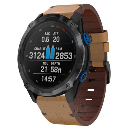 26mm Leather Steel Buckle Watch Band, For Garmin Fenix 6X, For Garmin Fenix 5X Sapphire, For Garmin Tactix Delta, For Garmin Descent MK 2i, For Garmin Tactix 7 Pro, For Garmin Fenix 3, For Garmin Fenix 5X Plus, For Garmin Enduro 2