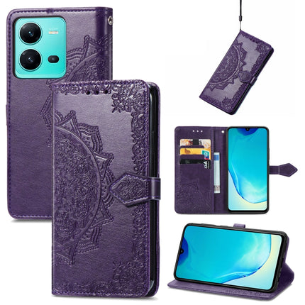 Mandala Flower Embossed Leather Phone Case, For Motorola Moto G72, For vivo V25, For Samsung Galaxy S23 5G, For Samsung Galaxy S23 Plus 5G