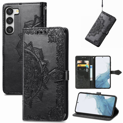 Mandala Flower Embossed Leather Phone Case, For Samsung Galaxy S23 Ultra 5G