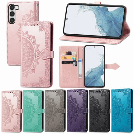 Mandala Flower Embossed Leather Phone Case, For Samsung Galaxy S23 Ultra 5G